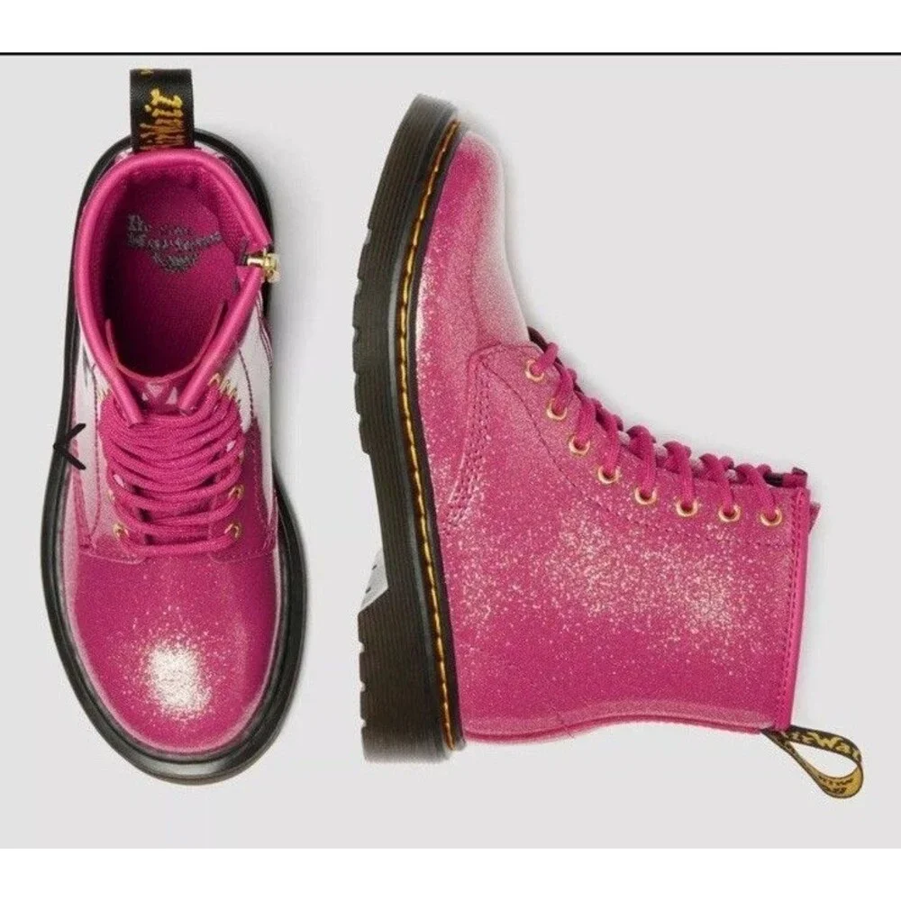 New Dr Marten Airwair Glitter Pink Fuchsia Big Girls Boots 1460 Sz Us 4 Uk 3